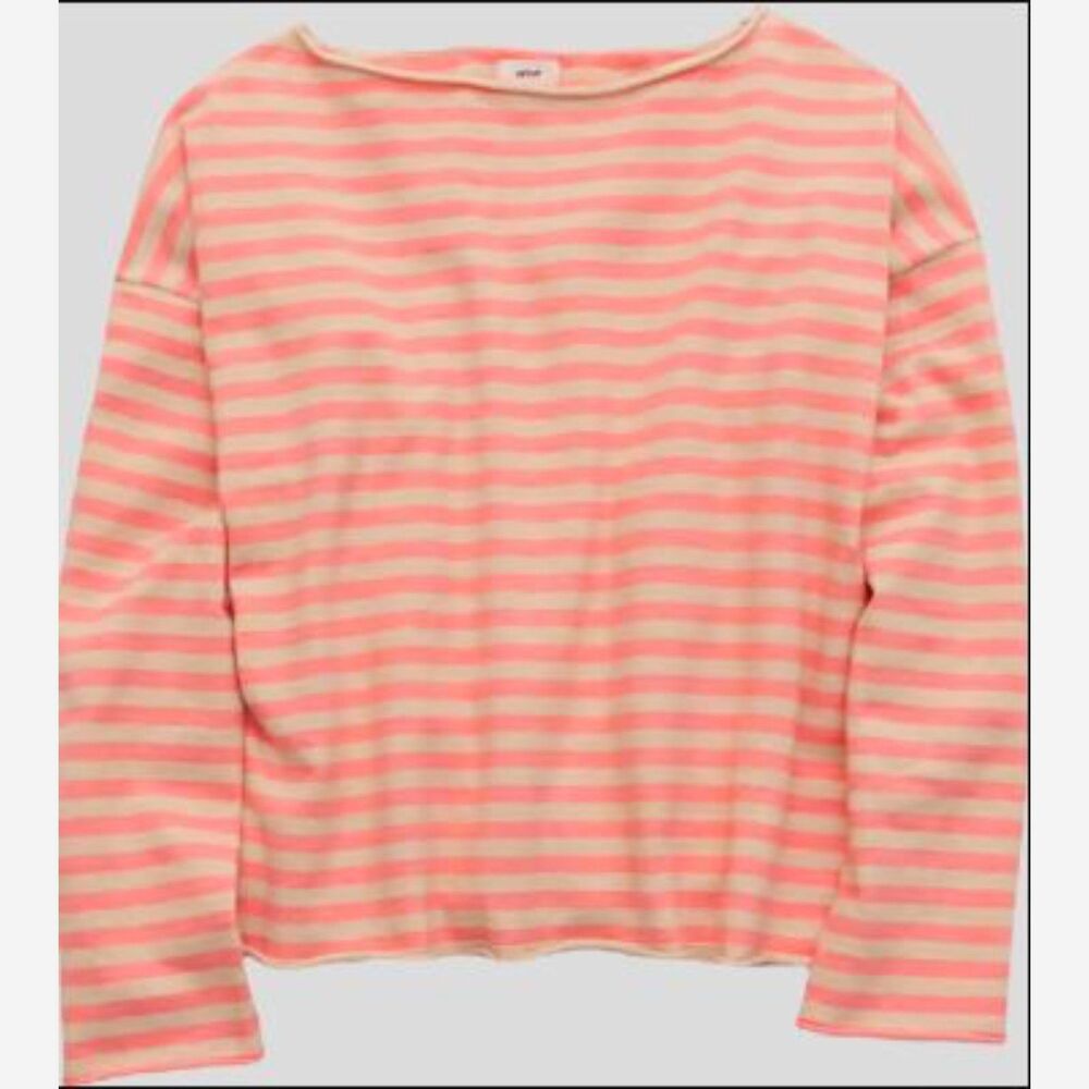 NEW Aerie womens shirt XL Sunday Soft boatneck sweater top Wild Peach striped